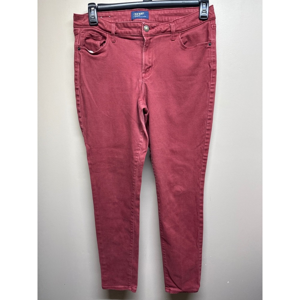 Old Navy Rockstar Mid Rise Skinny Jeans Women Size 12 Regular Red Stretch